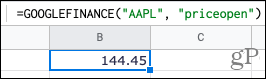 עקוב אחר מניות ב- Google Sheets עם מחיר פתוח