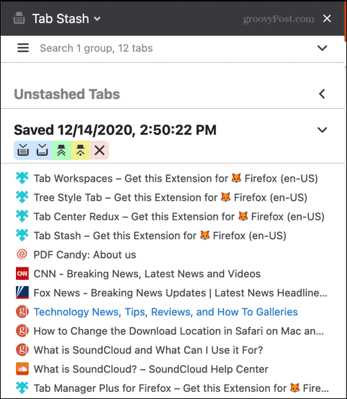 Tab Stash סיומת Firefox