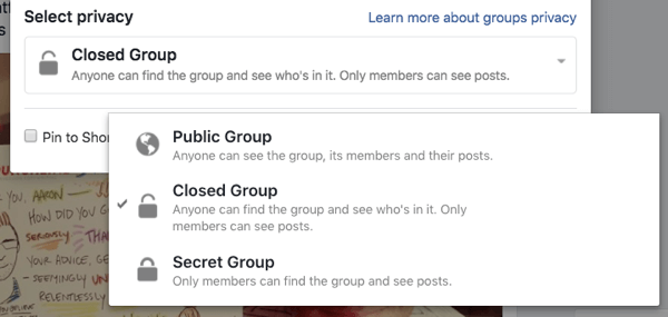 כל קבוצת פייסבוק יכולה להיות ציבורית, סגורה או סודית.