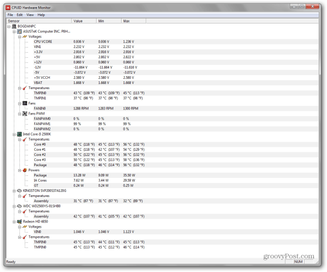 עקוב אחר מחשב Windows שלך באמצעות HWMonitor