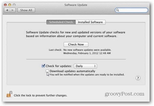 קבע את התצורה של תכונת עדכון התוכנה של Apple OS X Lion