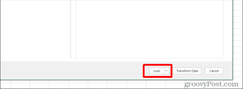 כפתור טעינת Excel