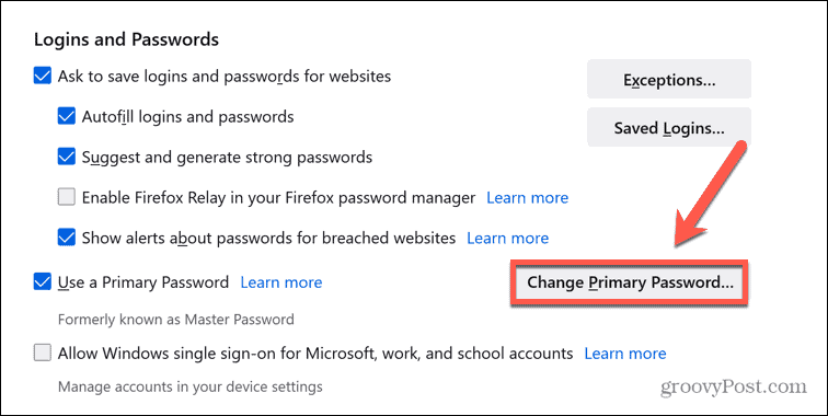 Firefox לשנות סיסמה