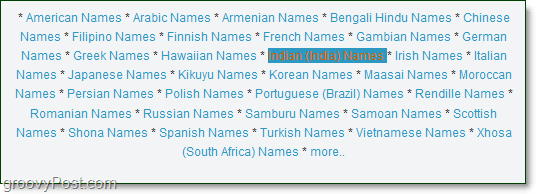רשימה של שמות הודים לביטוי