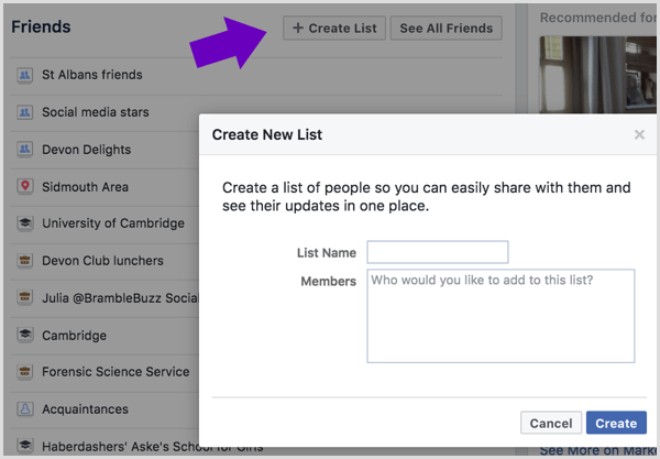 הזן שם לרשימת החברים שלך בפייסבוק ובחר אילו חברים להוסיף.