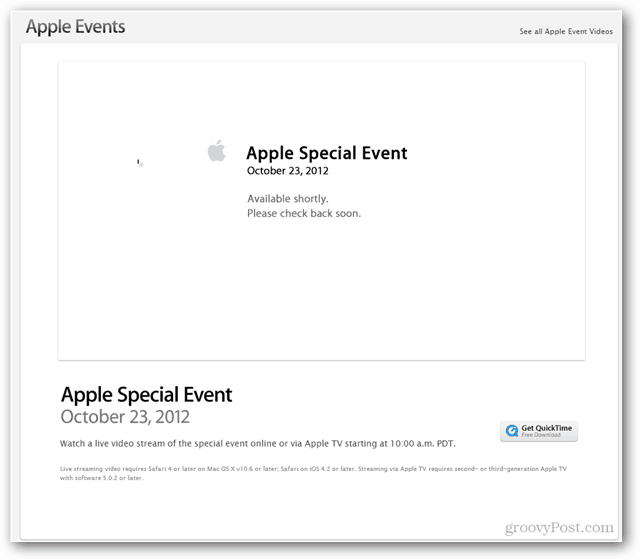 אפל זורמת אירוע מיוחד באתר Apple.com, היום