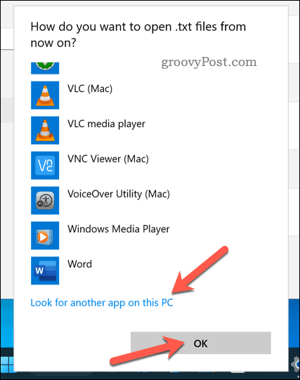 בחירת יישום לפתיחת סוג קובץ ב-Windows 11