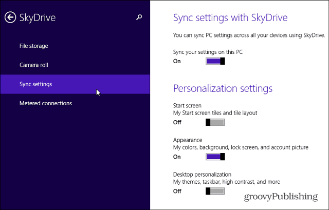 הגדרות סנכרון SkyDrive