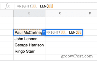 שימוש בפונקציית LEN ב-Google Sheets