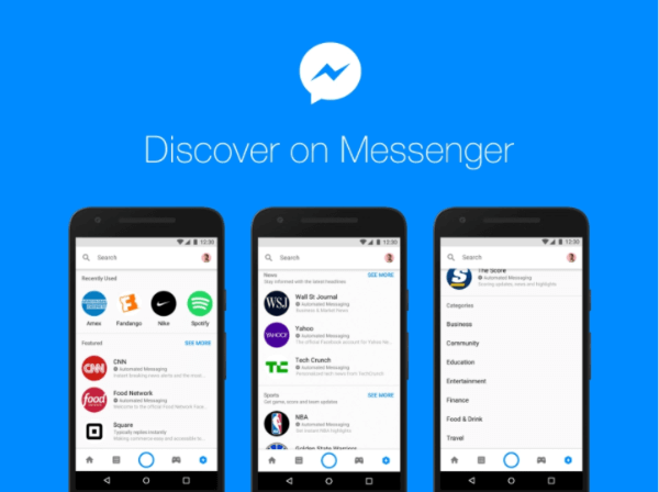 מרכז ה- Discover החדש של פייסבוק בפלטפורמת Messenger מאפשר לאנשים לגלוש ולמצוא בוטים ועסקים ב- Messenger.