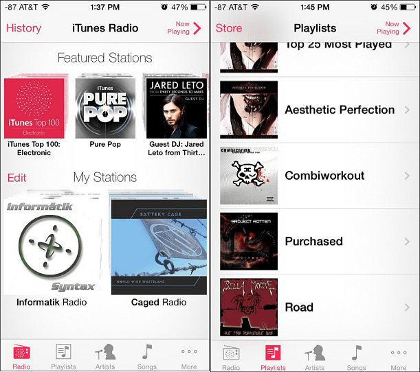 רדיו iTunes iOS 7 iPhone 5
