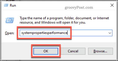 Windows Run הפעל תפריט ביצועי מערכת
