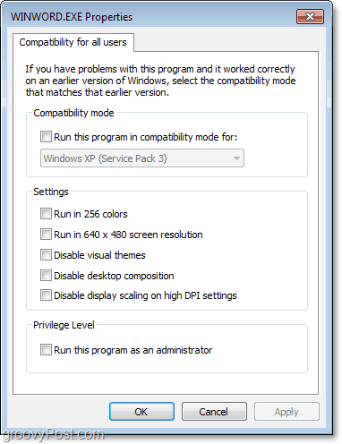 כיצד להתאים את הגדרות תאימות לכל משתמשי Windows 7