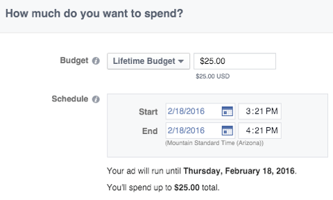 תכונת התקציב של פייסבוק