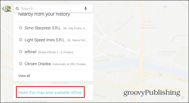 כתובת למחוק אנדרואיד של מפות Google