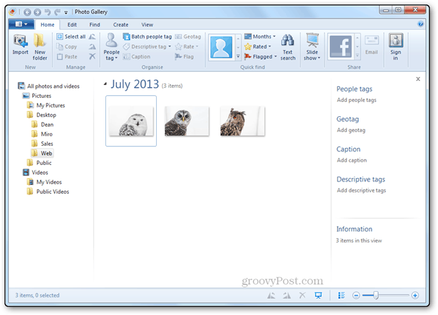 תמונות לשנות את גודל ההדרכה של Windows Live Gallery גלריית התמונות התיקייה הראשית