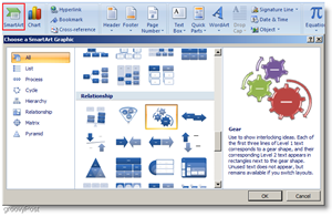 Microsoft Word 2007 הכנס Smartart