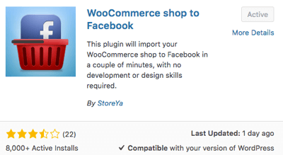 בחר והפעל את תוסף WooCommerce Shop לפייסבוק.