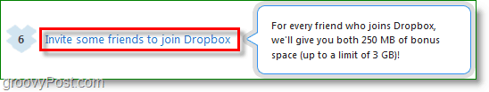 צילום מסך של Dropbox - למד שטח על ידי הזמנת חברים