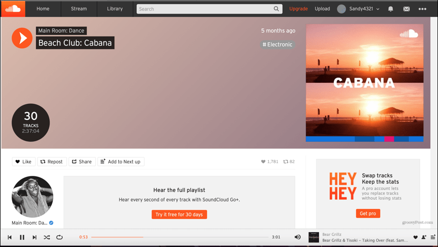 האזנה מקוונת של SoundCloud