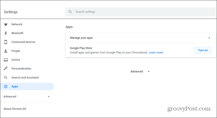 אפליקציות google play ב- Chromebook