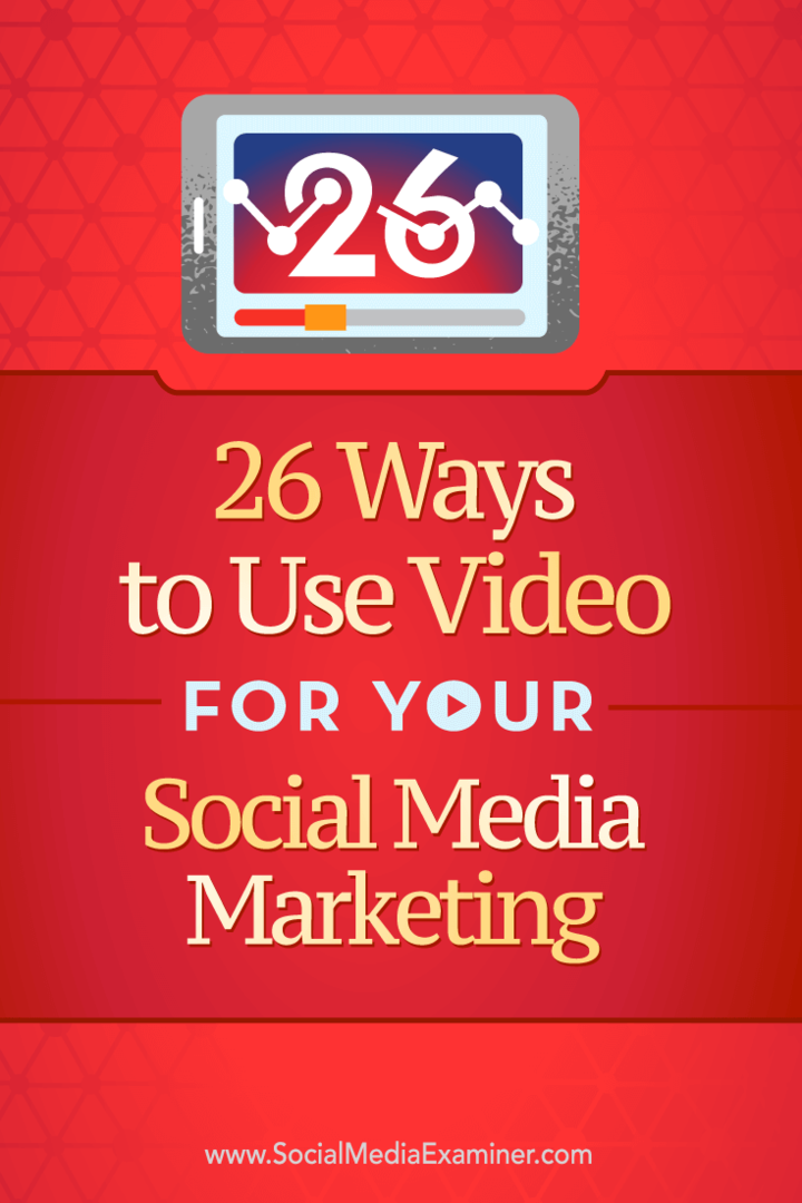 טיפים על 26 דרכים בהן תוכלו להשתמש בווידאו בשיווק החברתי שלכם.
