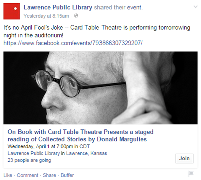 לורנס ספרייה ציבורית אירוע פוסט בפייסבוק