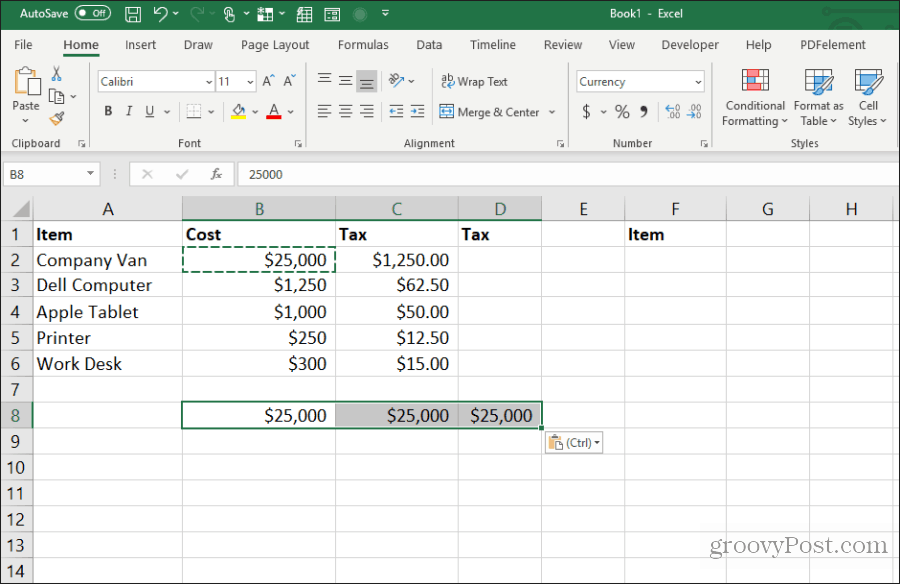 העתק תא אחד לרבים ב- Excel