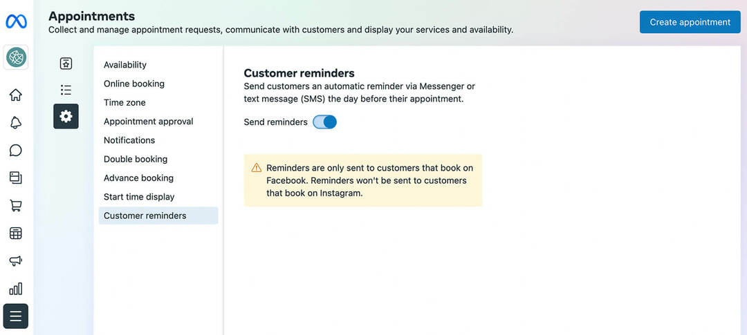 איך-לנהל פגישות-או-הזמנות-באמצעות-meta-business-suite-send-reminders-panel-click-settings-tab-select-customer-reminders-click-toggle-to-enable-example- 19