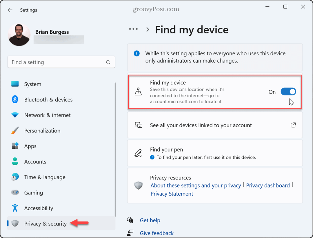 כיצד להפעיל את 'מצא את המכשיר שלי' ב-Windows 11