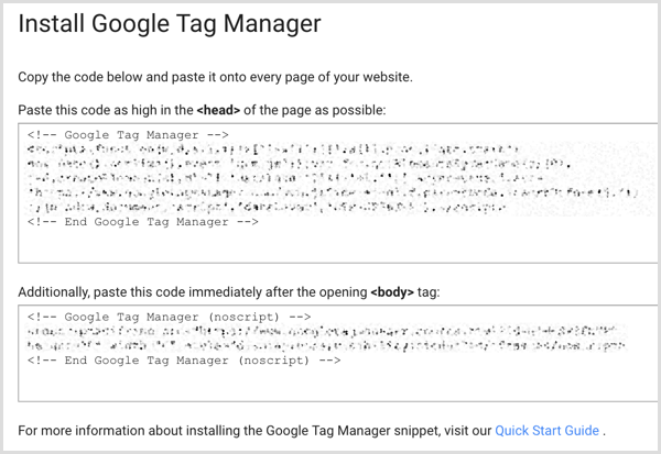 קוד ההתקנה של Google Tag Manager באתר