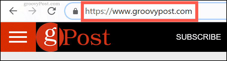 שם הדומיין groovyPost.com בסרגל הכתובות של Chrome