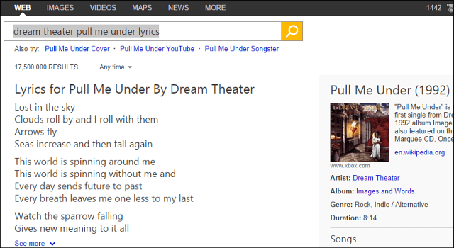 גוגל מעתיק בינג, מוסיף מילות שירים בתוצאות חיפוש