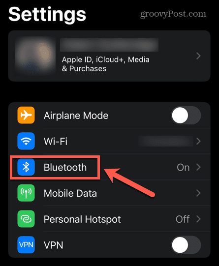 תפריט Bluetooth של אייפון