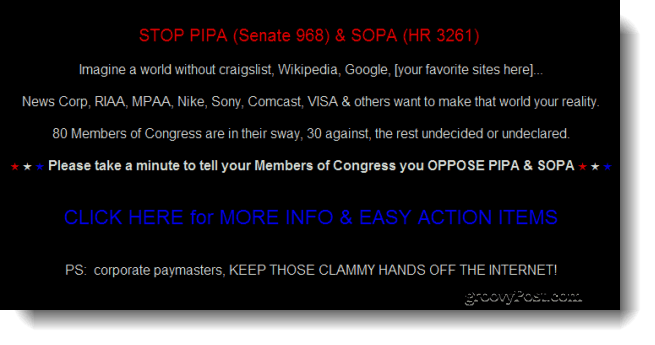 גוגל, ויקיפדיה בין האתרים "מחשיך" היום להפגין הצעות חוק נגד פיראטיות בקונגרס