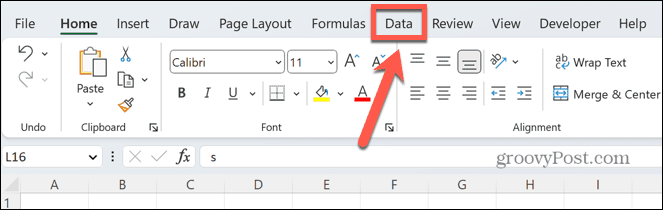 לשונית הנתונים של Excel