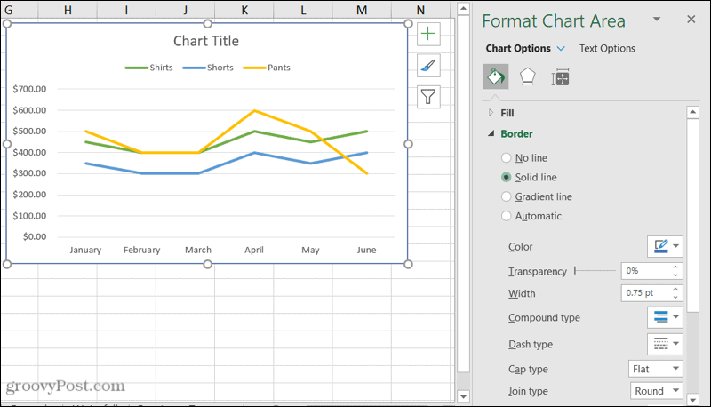 פורמט סרגל הצד של תרשים ב- Excel