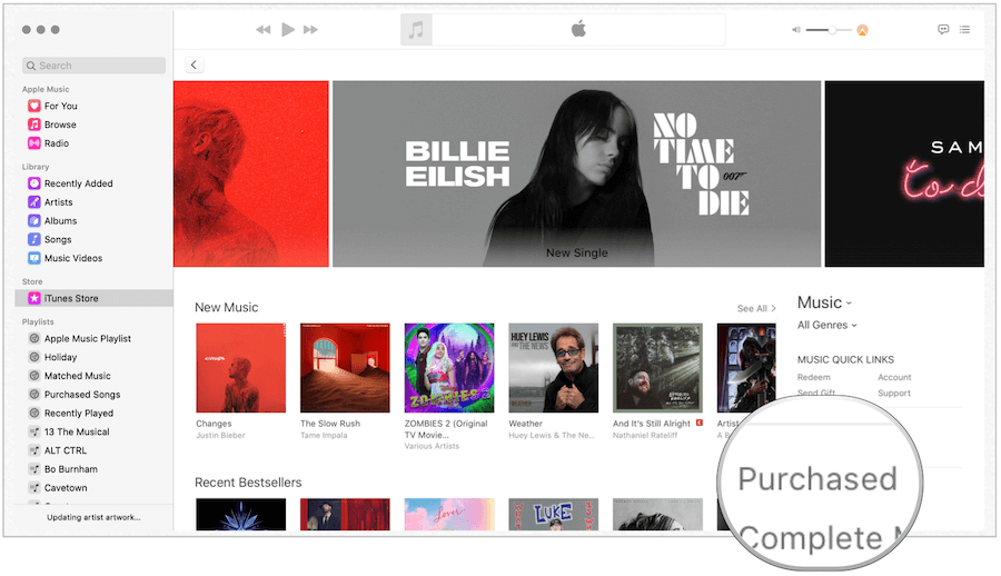 iTunes נרכש ב- Mac