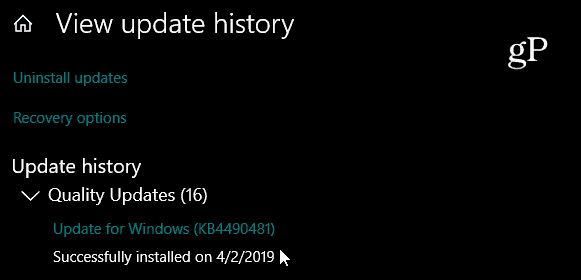 עדכון מצטבר של Windows 10 KB4490481