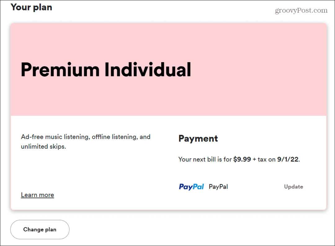 שנה את שיטת התשלום ב-Spotify