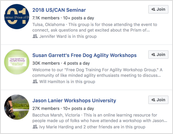 דוגמאות לקבוצות פייסבוק למשתתפים באירוע