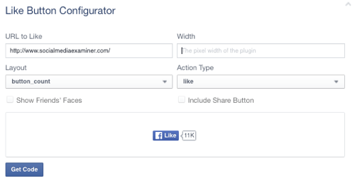כפתור כמו פייסבוק מוגדר לכתובת אתר