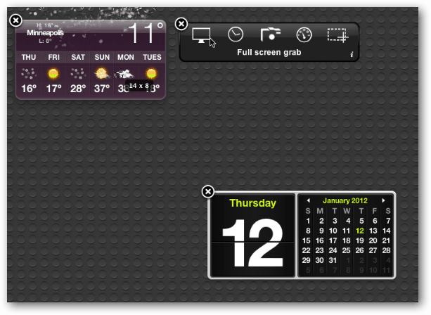 לוח השנה לוח המחוונים OS X
