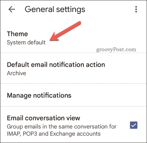 בחר עיצוב לנייד של Gmail