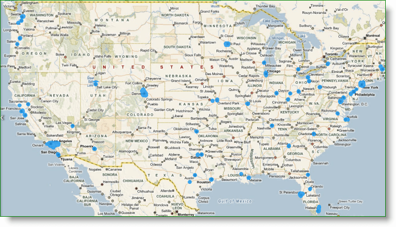 כיסוי Bing מפות רחוב סייד בארה"ב
