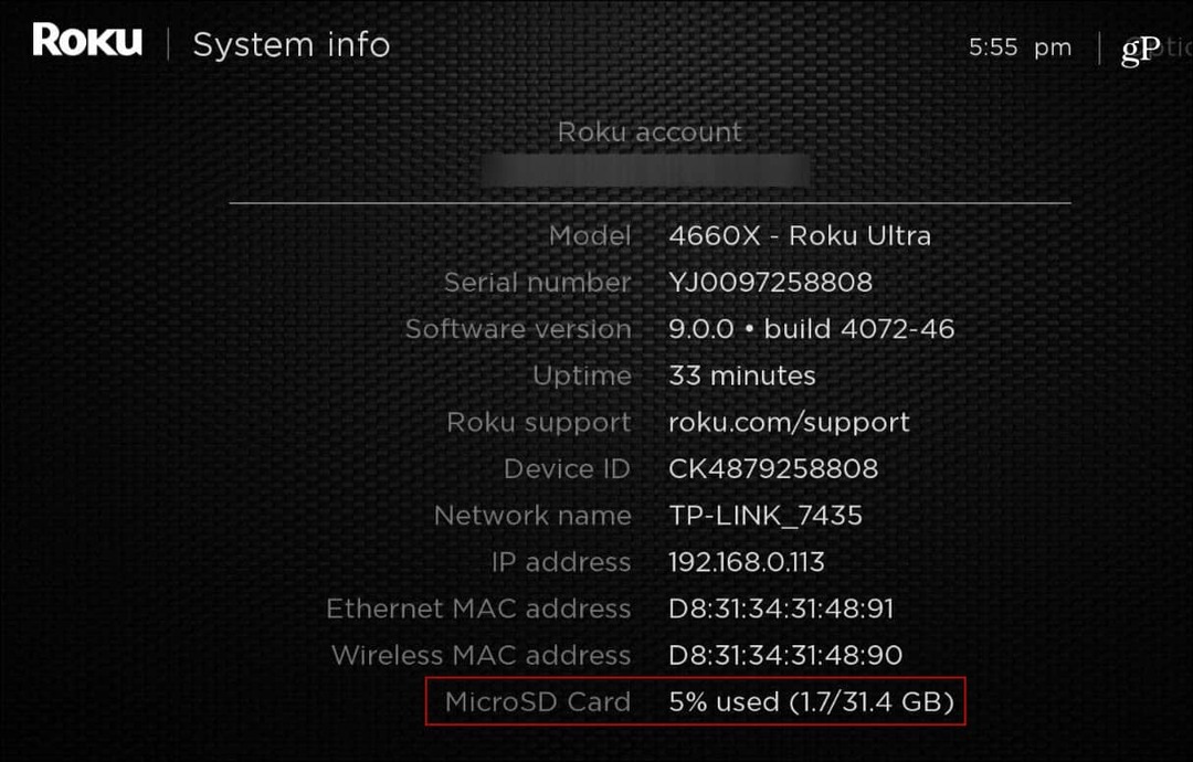 Roku_Ultra כרטיס מערכת MicroSD