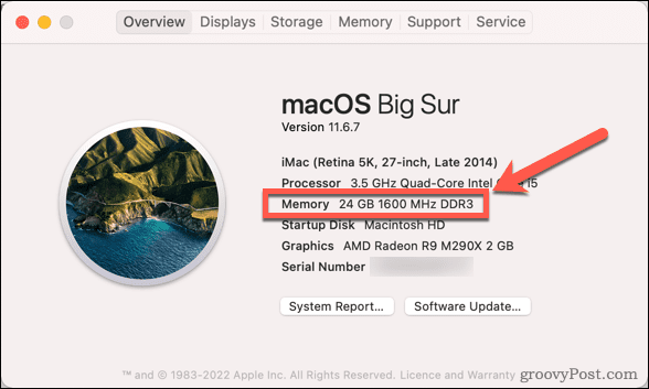 מידע על mac ram