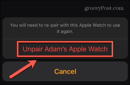 Apple Watch מאשר ביטול התאמה