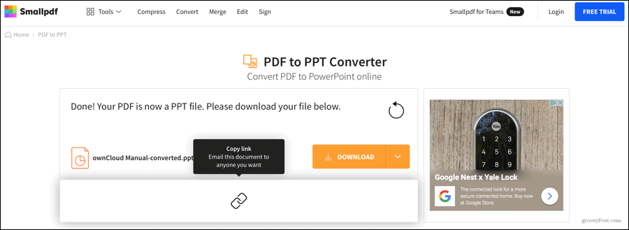 Smallpdf המרה PDF ל- PowerPoint