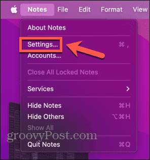 הגדרות mac notes